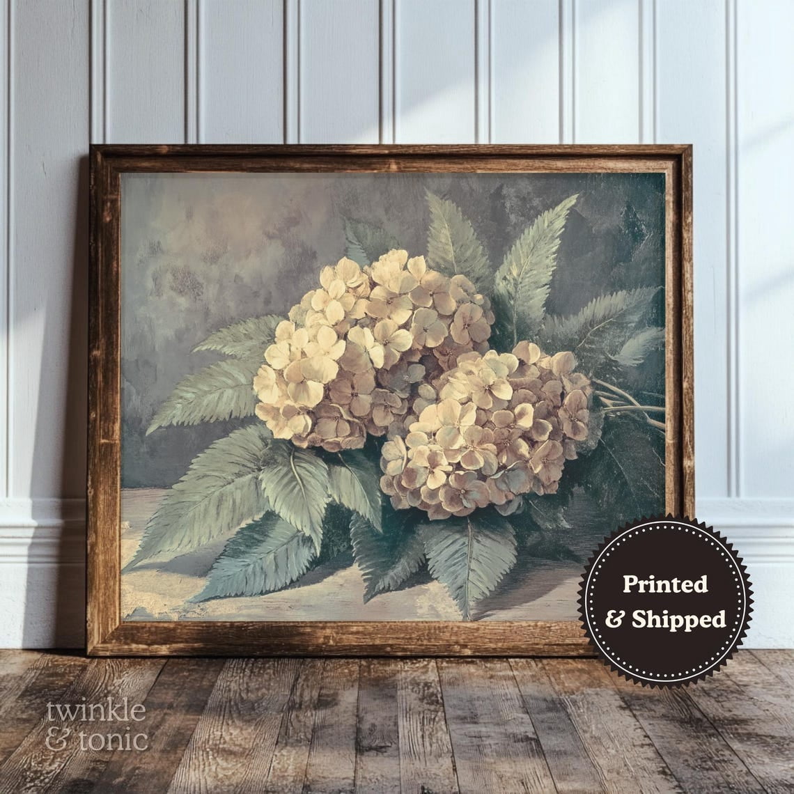 PosterArt Vintage Hydrangea Art Print Dark Academia Floral Wall Décor ...