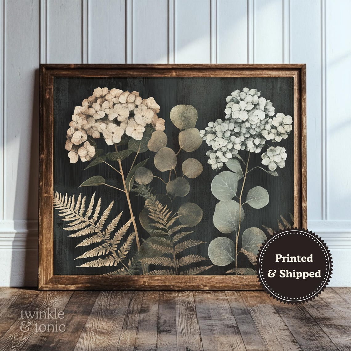 PosterArt Vintage Hydrangeas Art Print Dark Academia Floral Wall Décor ...