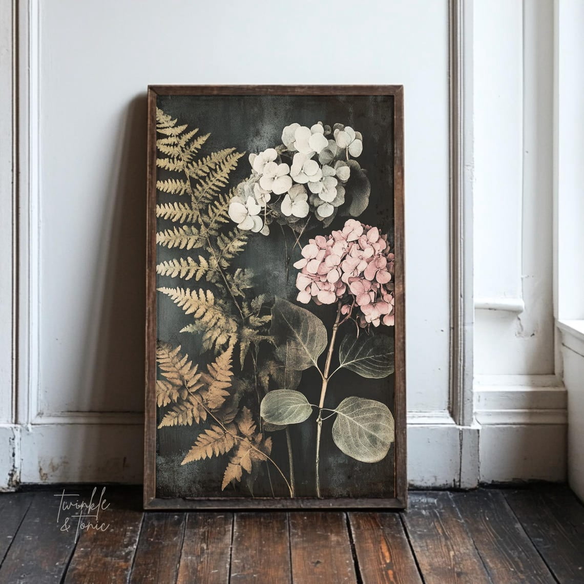 PosterArt Vintage Hydrangeas Art Print Dark Academia Floral Wall Décor ...