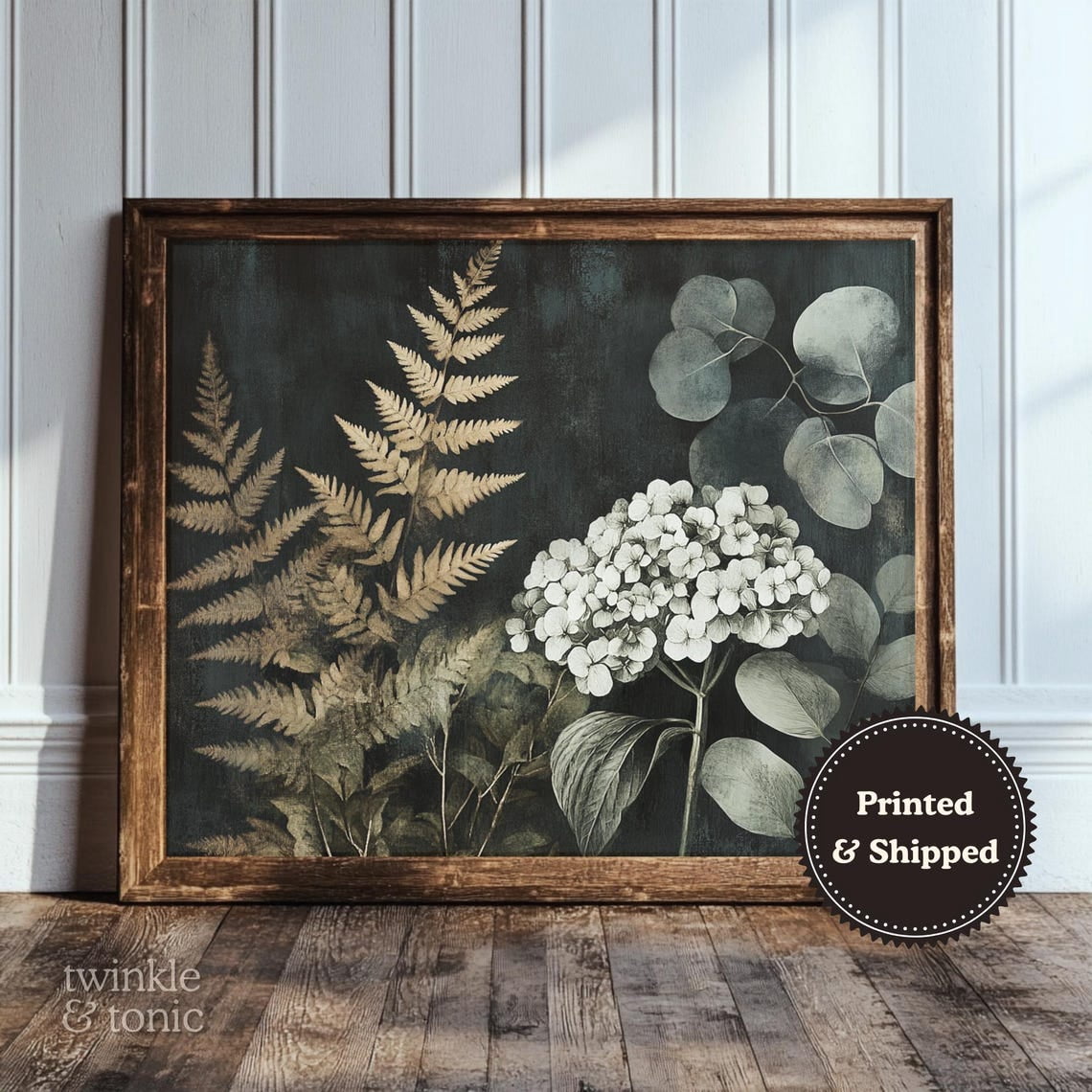 PosterArt Vintage Hydrangeas Art Print Rustic Floral Wall Décor Moody ...