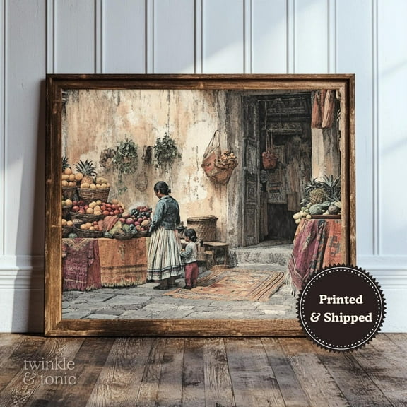 PosterArt Vintage Mexican Market Art Print Rustic Southwest Wall Décor Moody Cultural Hispanic Poster Antique Design, 8x12 UNFRAMED