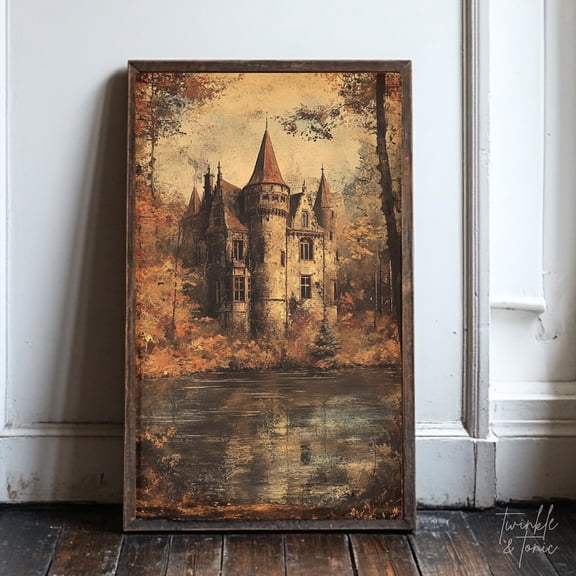 PosterArt Vintage Renaissance Castle Art Print Rustic Medieval Wall Décor Dark Academia Poster Antique Moody Design, 12x18 UNFRAMED