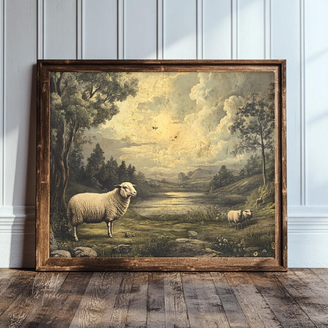 PosterArt Vintage Sheep Pastoral Art Print Rustic Nursery Wall Décor ...