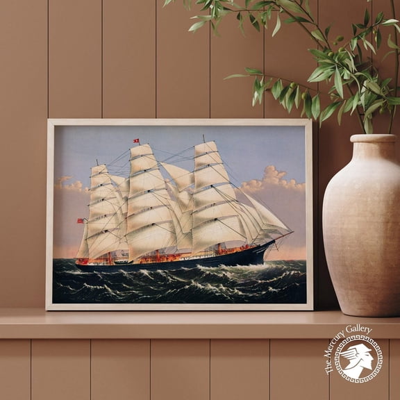 PosterArt Vintage Ship Poster, Currier and Ives Clipper Ship Wall Art, Nautical Home Decor, 16x24 UNFRAMED