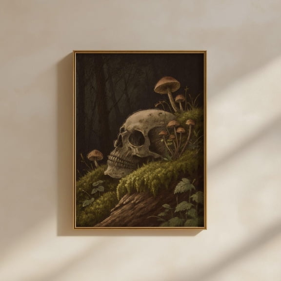 PosterArt Vintage Skull Poster Poster Wall Art Print Spooky Home Decor Scary Printable Wall Art Dark Academia, Size 12x18 UNFFRAMED