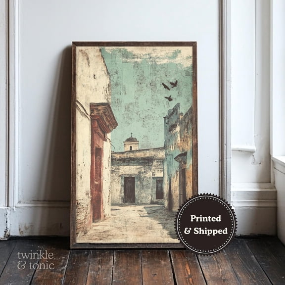 PosterArt Vintage Southwestern Art Print Moody Mexican Wall Décor Cultural Hispanic Poster Rustic Antique City Scene, 24x36 UNFRAMED