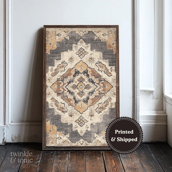 PosterArt Vintage Southwestern Art Print Rustic Lodge Wall Décor Boho Western Farmhouse Poster Antique Aztec Textile Print, 12x18 UNFRAMED