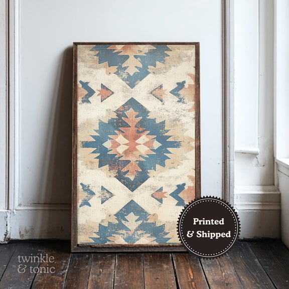 PosterArt Vintage Southwestern Art Print Rustic Western Wall Décor Boho Farmhouse Poster Antique Aztec Textile Artwork, 24x36 UNFRAMED