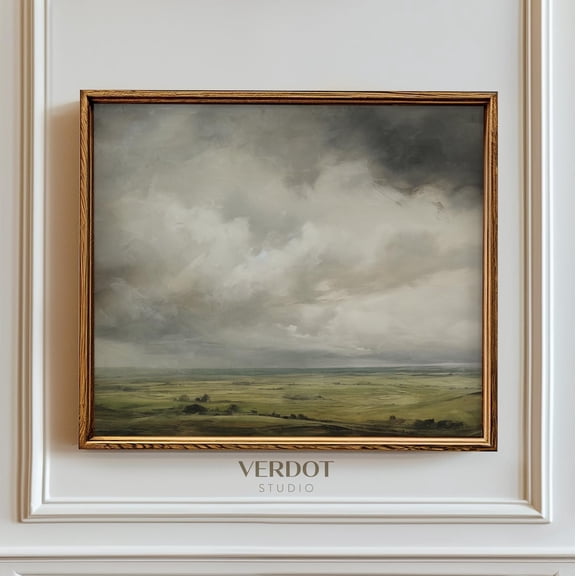 PosterArt Vintage Spring Landscape Poster Wall Art Country Farmhouse Print Summer Storm Cloud Scenery Decor, 8x12 UNFRAMED