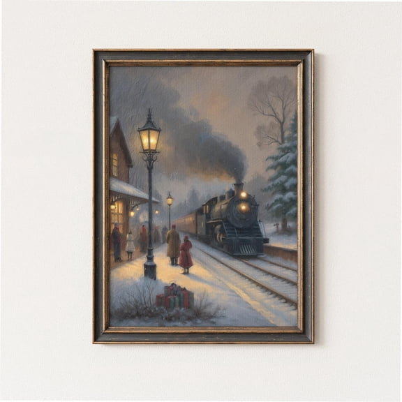 PosterArt Vintage Train Poster Wall Art Printable Art Cottagecore Academia Art Decor Winter Print, Size 12x18 UNFFRAMED
