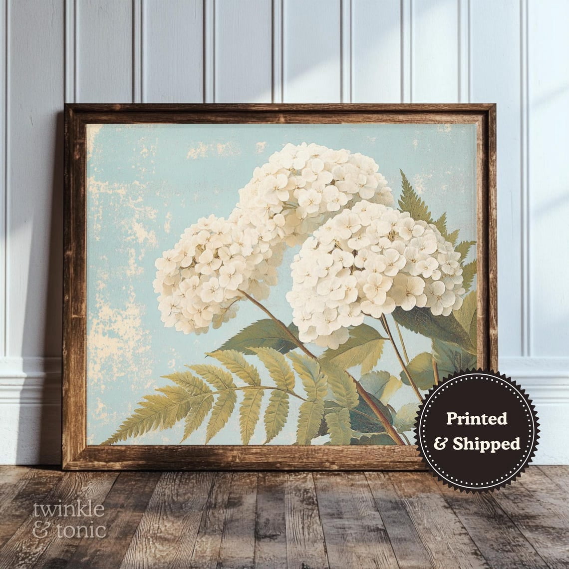 PosterArt Vintage White Hydrangeas Art Print Light Academia Wall Décor ...