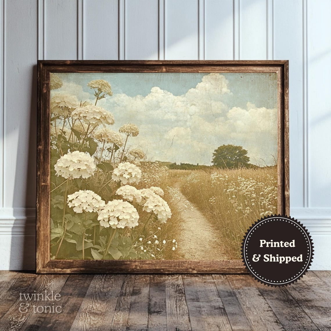 PosterArt Vintage Wildflowers Art Print Rustic Country Wall Décor Light ...