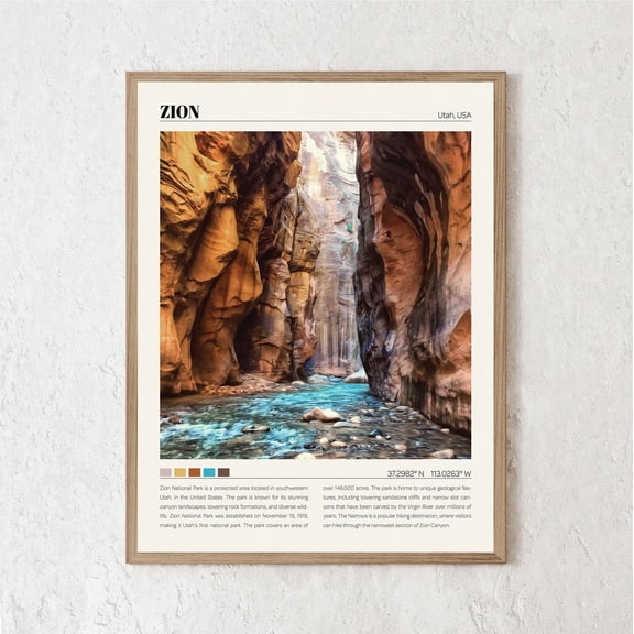 PosterArt Zion Print, Zion Wall Art, Zion National Park Poster, Zion Photo, Zion Wall Decor, Zion Travel Gift, 16x24 UNFRAMED