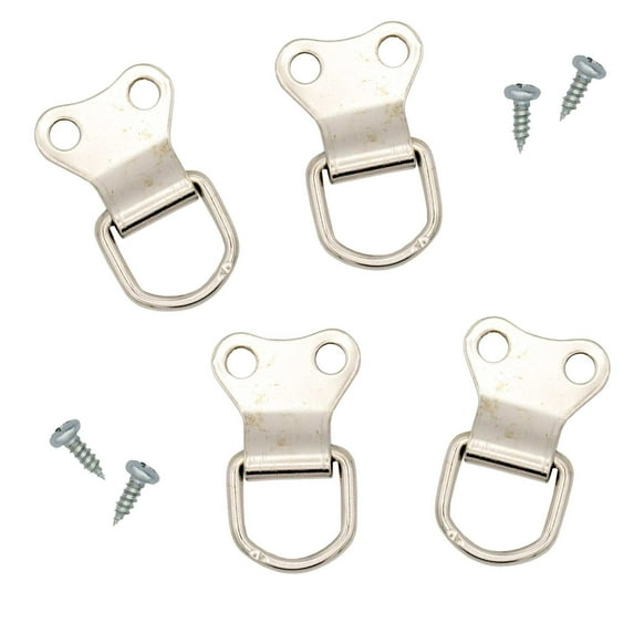 PosterPalooza Strong D Ring Hanger with 2 Hole Base - Pack of 10 With Screws for Picture Frames & Mirrors