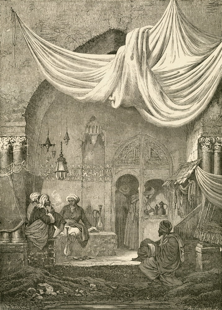 Posterazzi A 19Th Century Cafe In Cairo Egypt From El Museo Popular Published Madrid 1889 Canvas Art - Ken Welsh Design Pics (24 x 32)