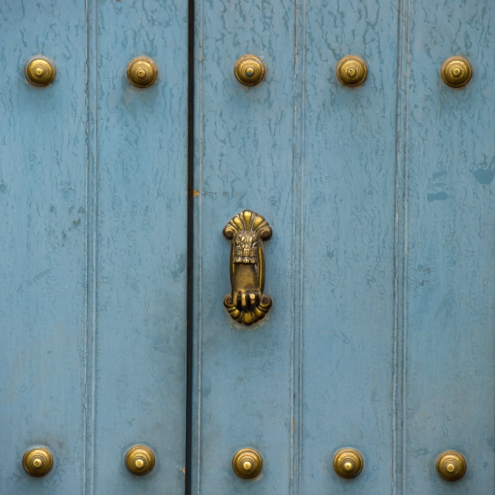 Posterazzi A Blue Door With Brass Decorative Knobs Cusco Peru Canvas Art - Keith Levit Design Pics (24 x 24)