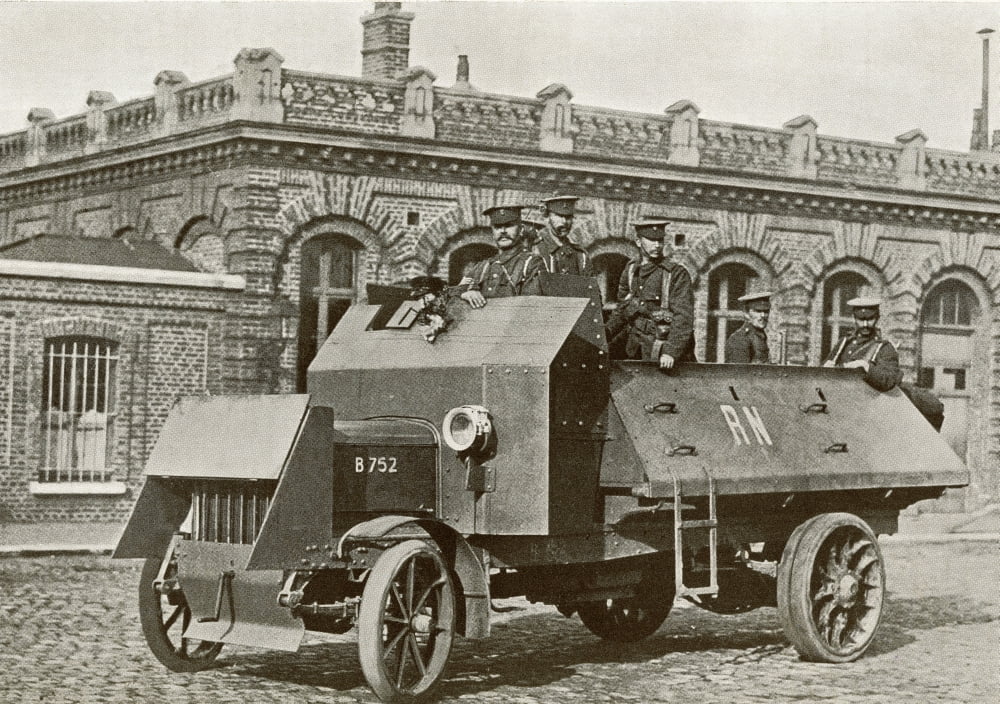 Posterazzi A British Armoured Motor In 1914 During World War I From The Year 1914 Illustrated Canvas Art - Ken Welsh Design Pics (36 x 26)