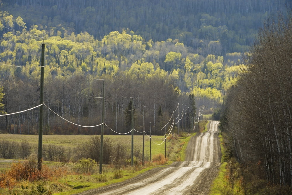 Posterazzi A Country Road With Electrical Wires Running Along It Thunder Bay Ontario Canada Canvas Art - Susan Dykstra Design Pics (38 x 24)