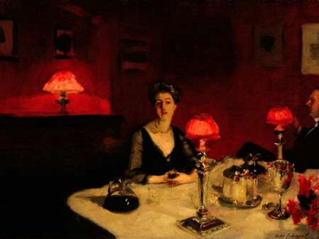 Posterazzi A Dinner Table at Night Canvas Art - John Singer Sargent (22 x 28)