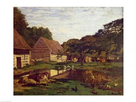 Posterazzi A Farmyard in Normandy c1863 Canvas Art - Claude Monet (36 x 24)