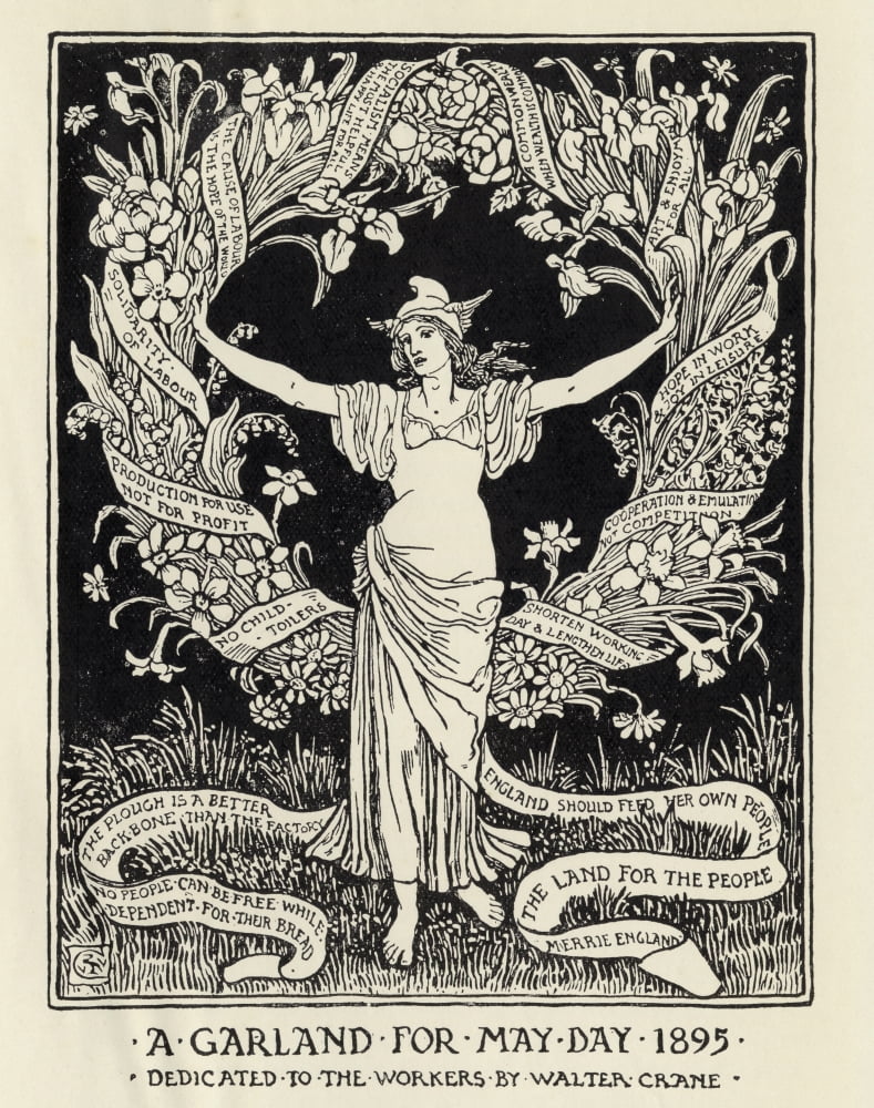 Posterazzi A Garland For May Day 1895 Dedicated To The Workers By Walter Crane 1845 1915 English Artist Canvas Art - Ken Welsh Design Pics (24 x 32)