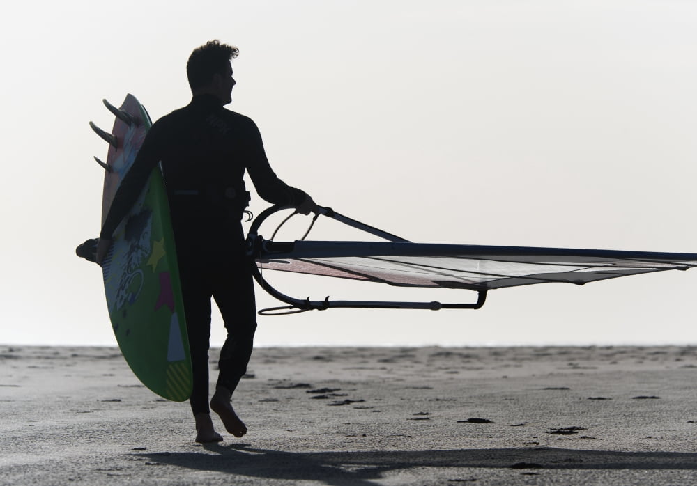 Posterazzi A Man Walking On The Beach Carrying A Kite Surfboard Tarifa Cadiz Andalusia Spain Canvas Art - Ben Welsh Design Pics (36 x 24)