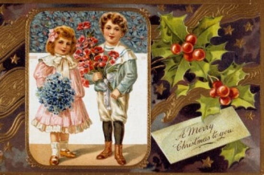 Posterazzi A Merry Christmas to You Nostalgia Cards Canvas Art - (24 x 36)