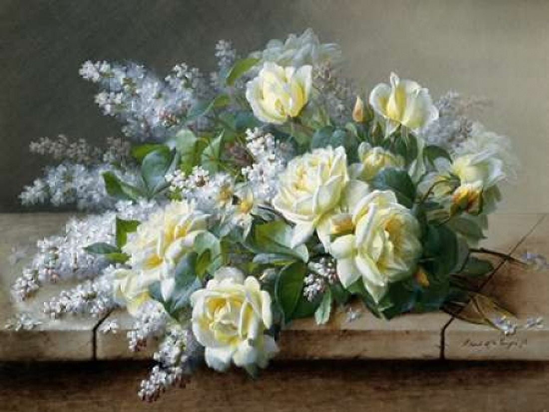 Posterazzi A Still Life with Roses Canvas Art - Raoul de Longpre (22 x 28)