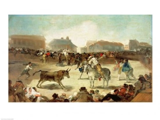 Posterazzi A Village Bullfight Canvas Art - Francisco De Goya (36 x 24)