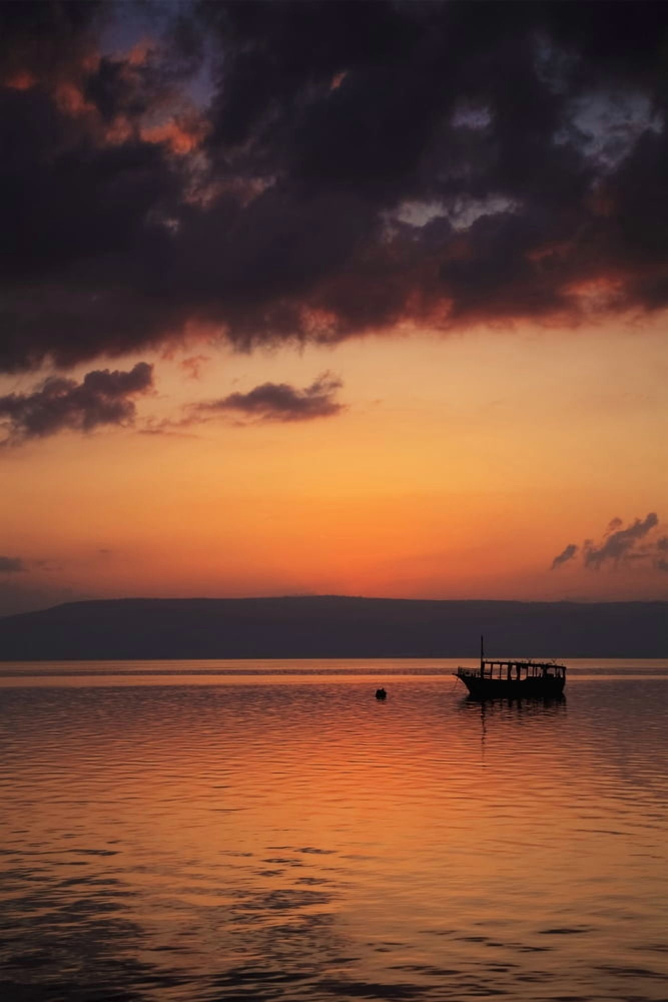 Posterazzi A calm settles on the Sea of Galilee just after a storm Galilee Israel Canvas Art - Reynold Mainse Design Pics (24 x 38)