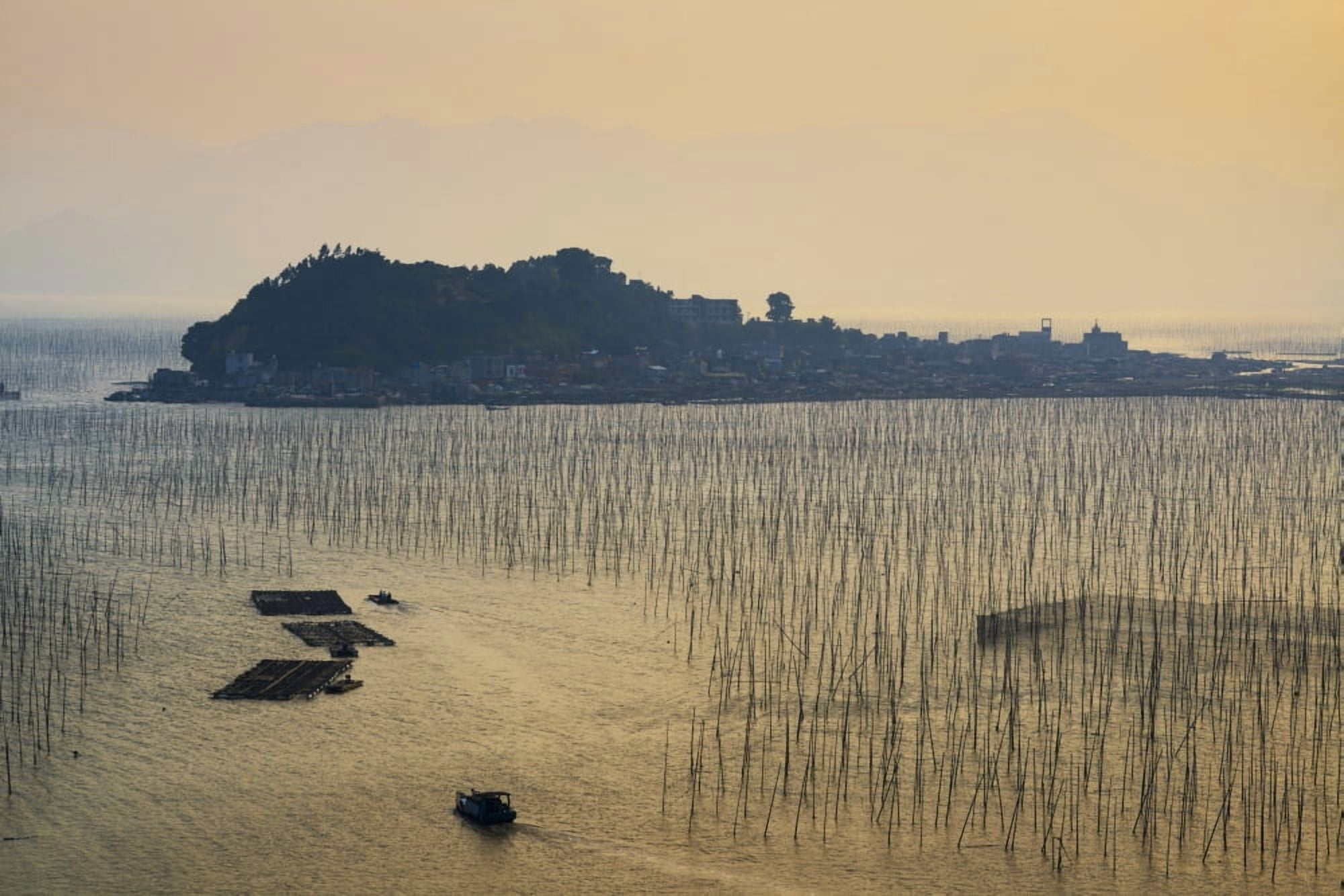 Posterazzi A structure made by posts and ropes to hang fishing nets Xiapu Fujian China Canvas Art - Luis Martinez  Design Pics (36 x 24)
