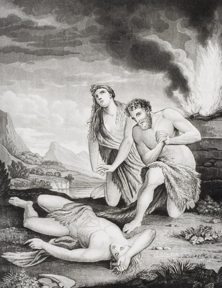 Posterazzi Abel Murdered By His Brother Cain 19Th Century Print After Artist Vander Werf Canvas Art - Ken Welsh Design Pics (24 x 32)