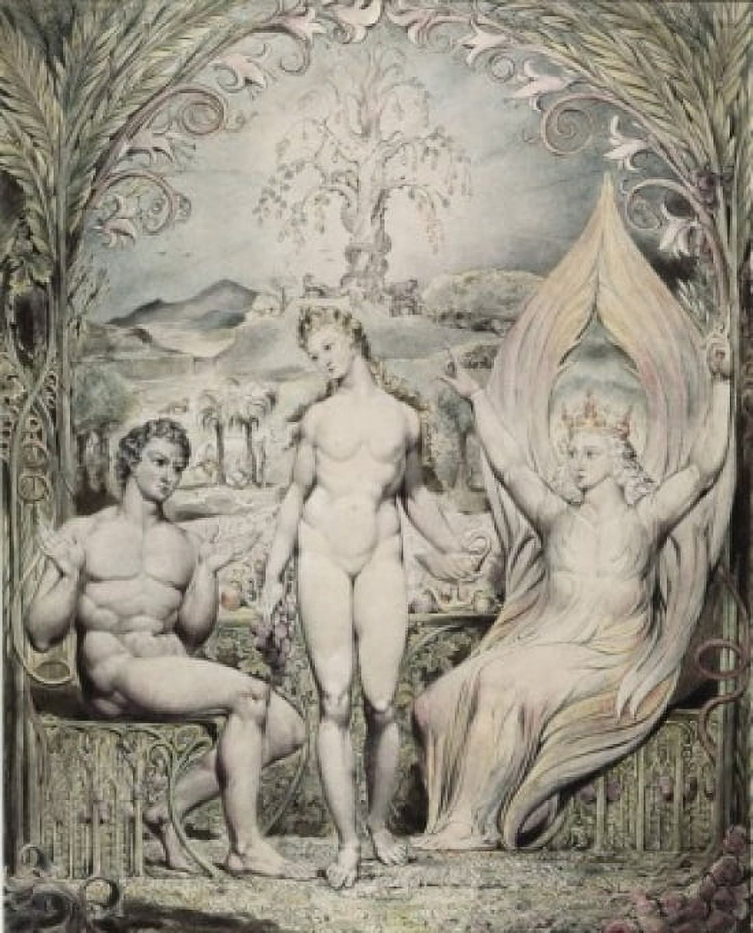 Posterazzi Adam Eve and the Angel Raphael (Illustration from Paradise Lost) William Blake (1757-1827 British) Illustration Canvas Art - William Blake (24 x 36)