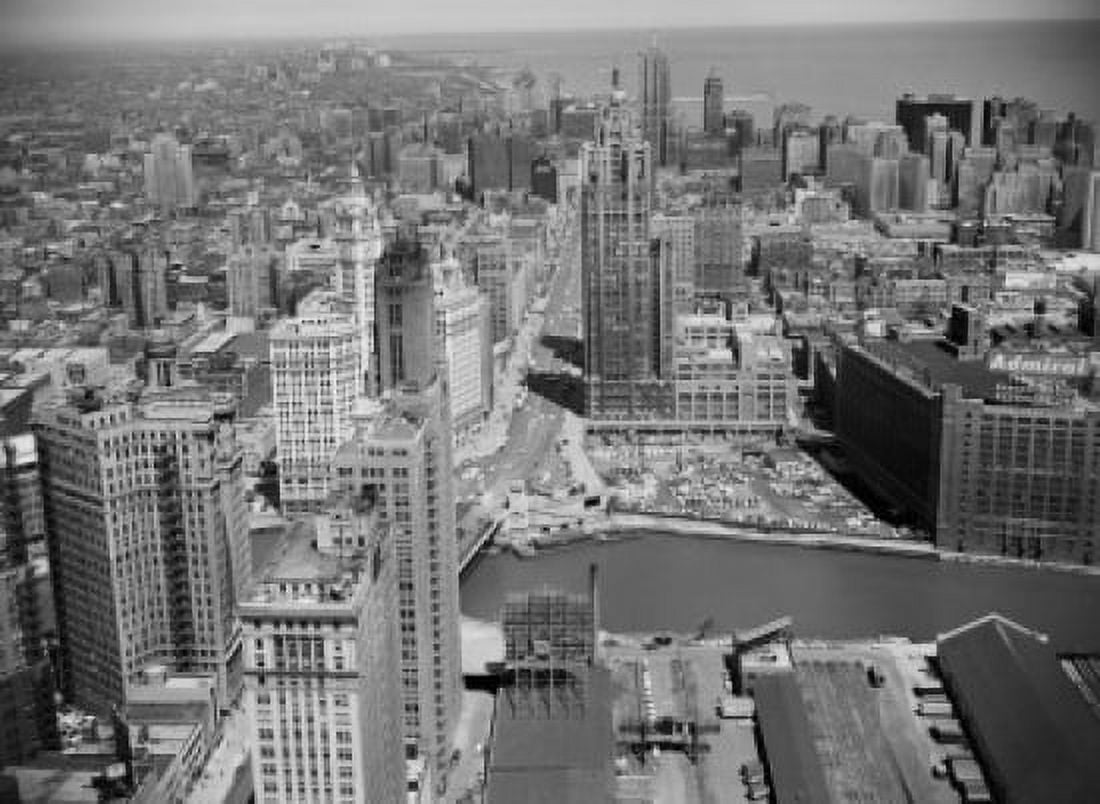 Posterazzi Aerial view of skyscrapers in a city Chicago River Chicago Illinois USA Canvas Art - (24 x 36)