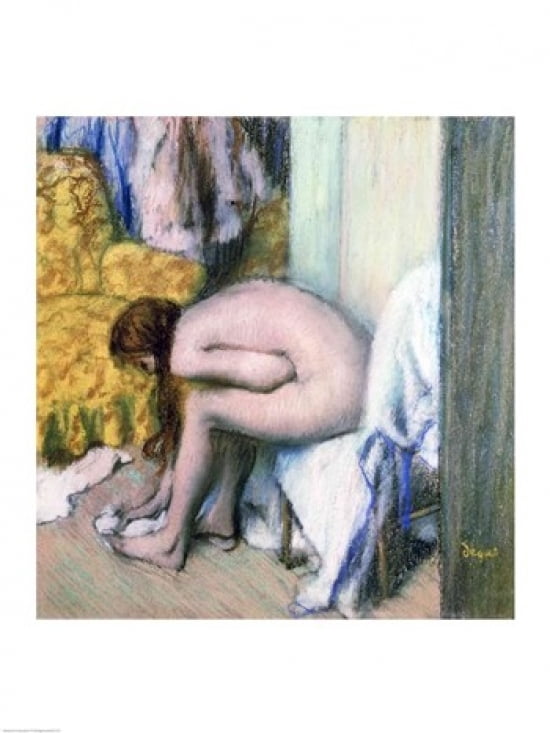 Posterazzi After the Bath Woman Drying her Left Foot 1886 Canvas Art - Edgar Degas (24 x 36)
