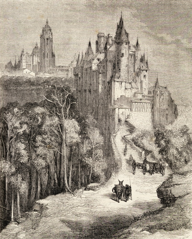 Posterazzi The Alcazar And Cathedral Segovia Spain In The 19Th Century From El Mundo En La Mano Published 1878 Canvas Art - Ken Welsh Design Pics (26 x 32)