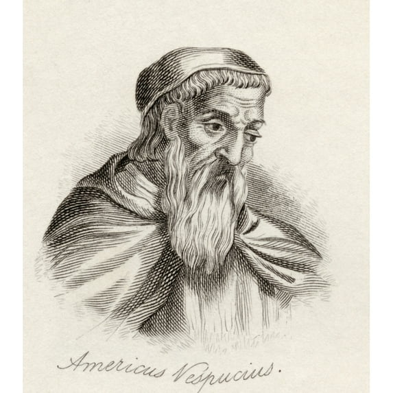 Posterazzi Amerigo Vespucci 1454 - 1512 Also Known As Americus Vespucius. Italian Explorer & Cartographer From The Book Crabbs Historical Dictionary Published 1825 Poster Print, 13 x 15