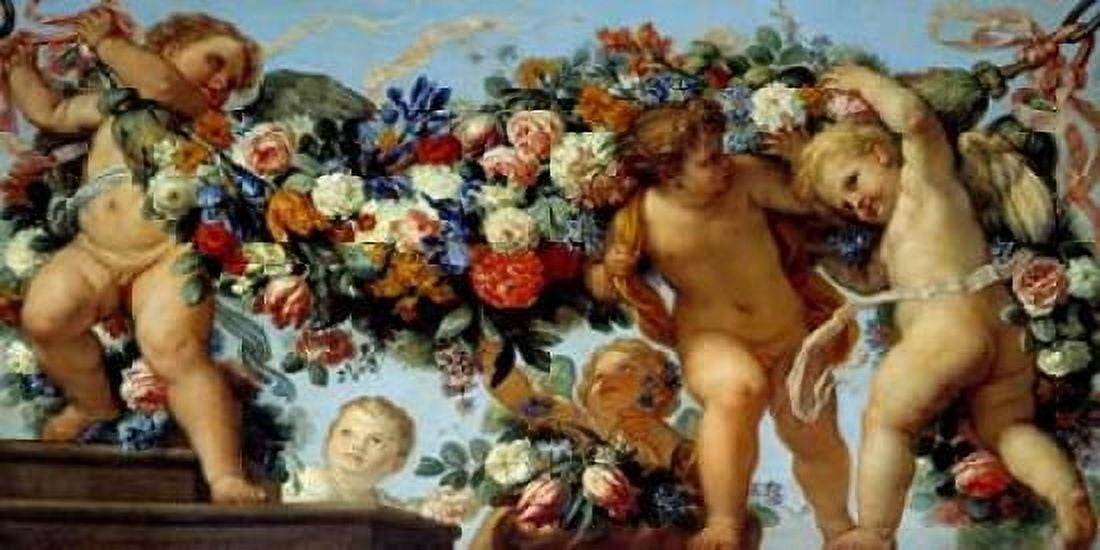 Posterazzi Amours et guirlandes de fleurs I Canvas Art - Carlo Maratta (24 x 48)