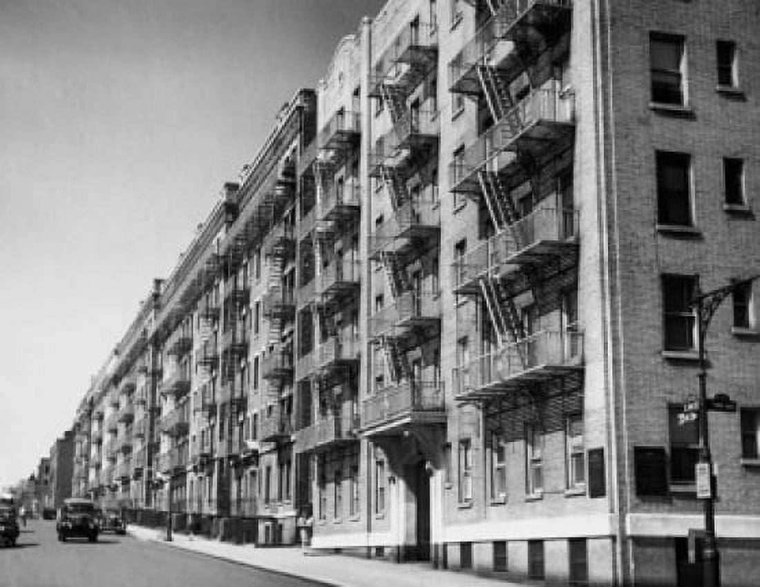 Posterazzi Apartments along a road New York City New York State USA Canvas Art -  (24 x 36)
