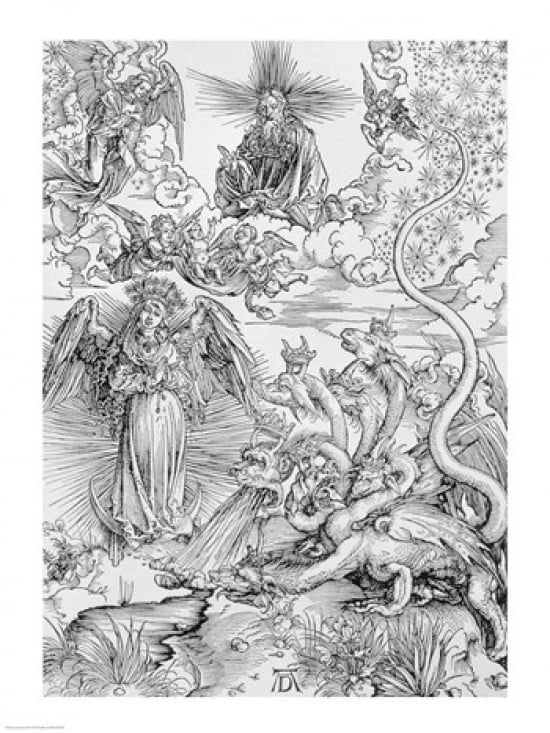Posterazzi Apocalyptical scene from the Apocalypse Canvas Art - Albrecht Durer (24 x 36)