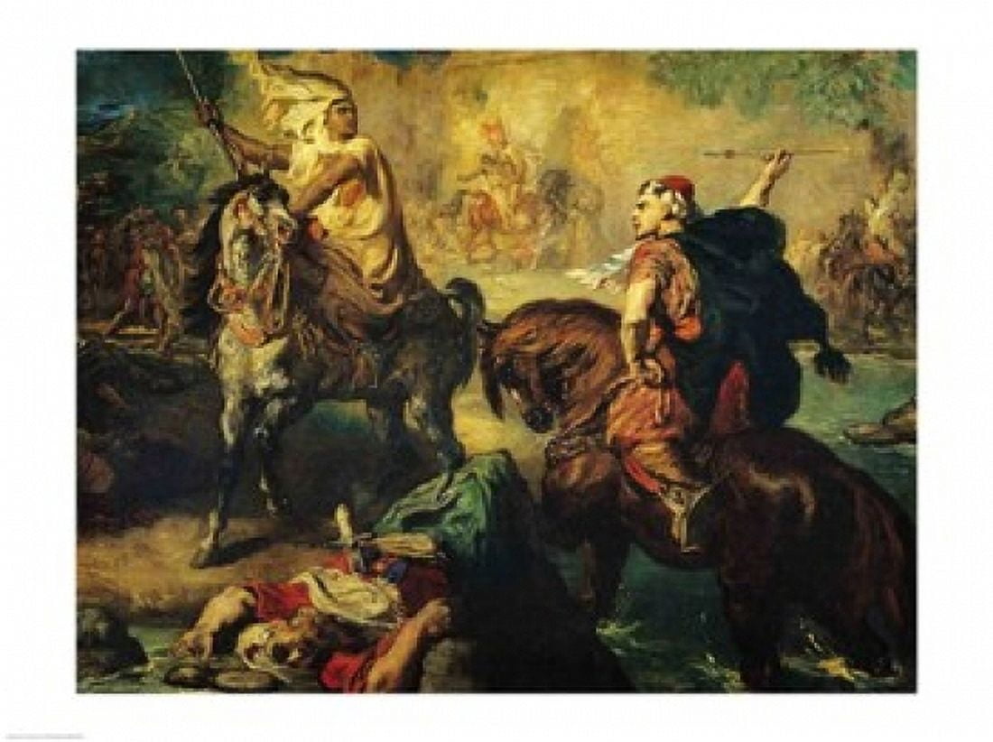 Posterazzi Arab Tribal Chiefs in Single Combat Canvas Art - Theodore Chasseriau (36 x 24)