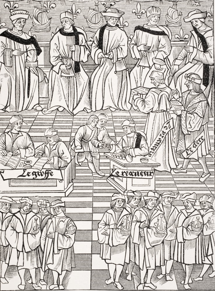 Posterazzi Assembly Of The Provostship Of The Merchants Of Paris Copy Of Woodcut Published 1528 Canvas Art - Ken Welsh Design Pics (24 x 34)