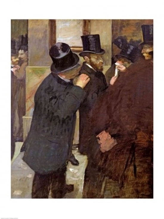Posterazzi At the Stock Exchange Canvas Art - Edgar Degas (24 x 36)