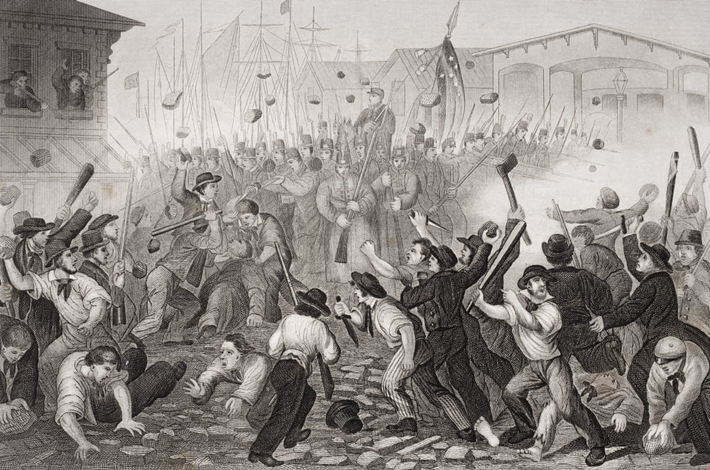 Posterazzi Attack On The Massachusetts 6Th At Baltimore Maryland April 19 1861 Artist William Momberger Canvas Art - Ken Welsh Design Pics (34 x 22)