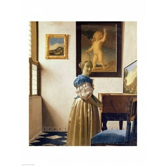 Posterazzi BALBAL1764LARGE Lady Standing at The Virginal Poster Print by Johannes Vermeer - 24 x 36 in. - Large