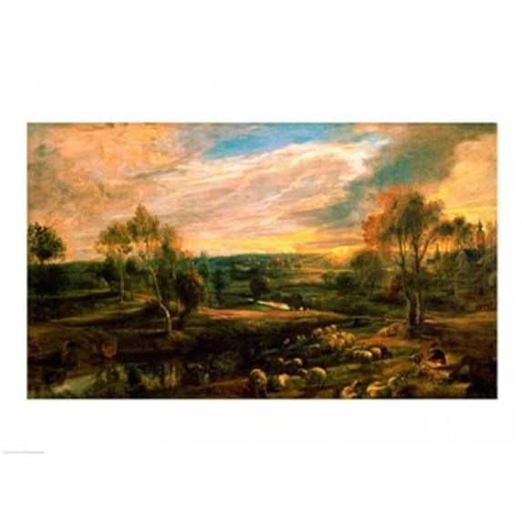 Posterazzi BALBAL99417 A Landscape with A Shepherd & His Flock Poster Print by Peter Paul Rubens - 24 x 18 in.
