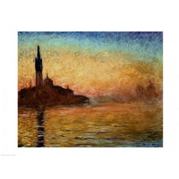 Posterazzi BALPWI82304 View of San Giorgio Maggiore Venice by Twilight 1908 Poster Print by Claude Monet - 24 x 18 in.