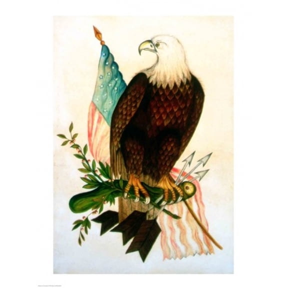 Posterazzi BALXBP228833 Bald Eagle with Flag Poster Print - 18 x 24 in.
