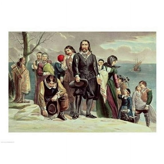 Posterazzi BALXIR153760LARGE The Landing of The Pilgrims at Plymouth Massachusetts December 22Nd 1620 Poster Print - 36 x 24 in. - Large