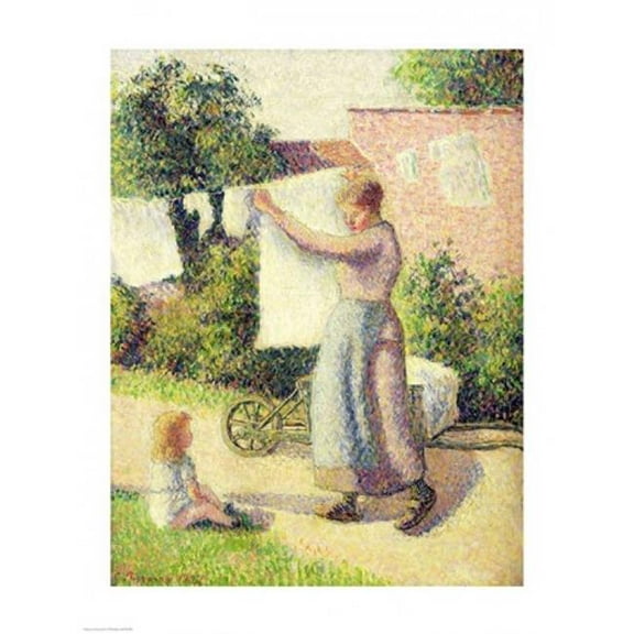 Posterazzi BALXIR15985LARGE Woman Hanging Up The Washing 1887 Poster Print by Camille Pissarro - 24 x 36 in. - Large